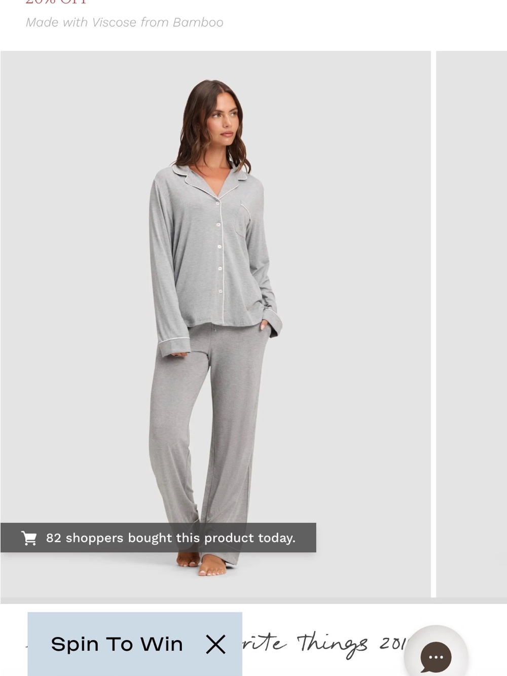 Everyday Grey Bamboo-Blend Button-Front Pajama Set